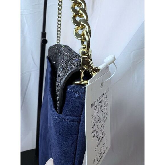 Ann Taylor Bella Glitter Navy Clutch Bling NYE NWT‎ - Picture 4 of 12